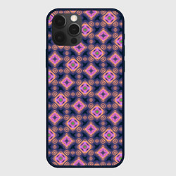 Чехол для iPhone 12 Pro Max Фиолетово-розовый геометрический паттерн, цвет: 3D-черный