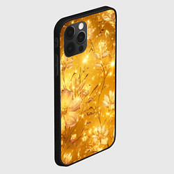 Чехол для iPhone 12 Pro Max Цветочный золотой с искрами, цвет: 3D-черный — фото 2
