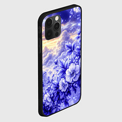 Чехол для iPhone 12 Pro Max Сине-сиреневый цветы на фоне облаков, цвет: 3D-черный — фото 2