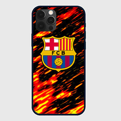 Чехол для iPhone 12 Pro Max Barcelona штрихи огненные, цвет: 3D-черный