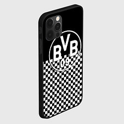 Чехол для iPhone 12 Pro Max Borussia шахматная клетка, цвет: 3D-черный — фото 2