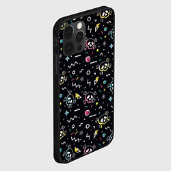 Чехол для iPhone 12 Pro Max Паттерн с черепами и геометрическими фигурами в ст, цвет: 3D-черный — фото 2