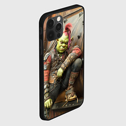 Чехол для iPhone 12 Pro Max Шрек в панковских шмотках, цвет: 3D-черный — фото 2