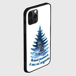 Чехол для iPhone 12 Pro Max Волков бояться голубой арт, цвет: 3D-черный — фото 2