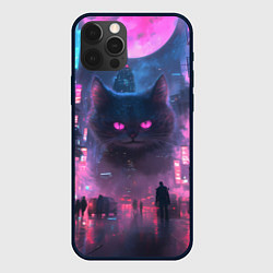 Чехол для iPhone 12 Pro Max Голографический кот - киберпанк, цвет: 3D-черный