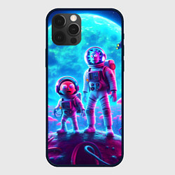 Чехол для iPhone 12 Pro Max Космонавты Рик и Морти на планете неоновых грибов, цвет: 3D-черный