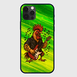 Чехол для iPhone 12 Pro Max Петух гитарист, цвет: 3D-черный