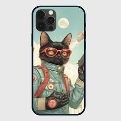 Чехол для iPhone 12 Pro Max Кот стреляет из пистолета - фэнтези, цвет: 3D-черный