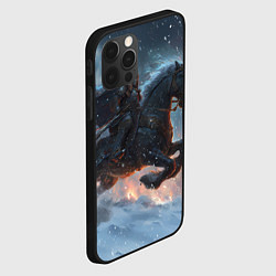 Чехол для iPhone 12 Pro Max Всадник на лошади в снежную бурю, цвет: 3D-черный — фото 2