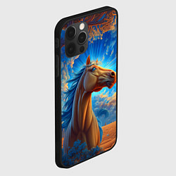 Чехол для iPhone 12 Pro Max Лошадь на фоне синего неба, цвет: 3D-черный — фото 2