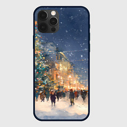 Чехол для iPhone 12 Pro Max Новый год в Москве новогодняя елка, цвет: 3D-черный