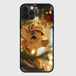 Чехол для iPhone 12 Pro Max Лошадка любуется елочным шаром, цвет: 3D-черный