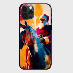 Чехол для iPhone 12 Pro Max Дед Мороз на коне, цвет: 3D-черный