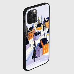 Чехол для iPhone 12 Pro Max Новогодние домики на горе, цвет: 3D-черный — фото 2