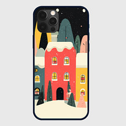 Чехол для iPhone 12 Pro Max Разноцветные новогодние дома, цвет: 3D-черный