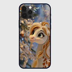 Чехол для iPhone 12 Pro Max Новогодняя лошадка в крапинку, цвет: 3D-черный
