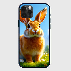 Чехол для iPhone 12 Pro Max Солнечный кролик на лугу, цвет: 3D-черный
