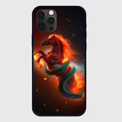 Чехол для iPhone 12 Pro Max Смена зелёной змеи на красную огненную лошадь, цвет: 3D-черный