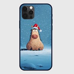 Чехол для iPhone 12 Pro Max Удивленная забавная лошадка, цвет: 3D-черный