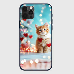 Чехол для iPhone 12 Pro Max Милый рыжий котенок - Новый год, цвет: 3D-черный