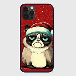 Чехол для iPhone 12 Pro Max Грустный Новогодний мем котик, цвет: 3D-черный