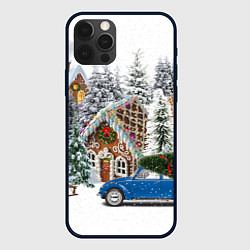 Чехол для iPhone 12 Pro Max Машина стоит рядом с украшенными домами перед Новы, цвет: 3D-черный