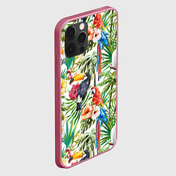 Чехол для iPhone 12 Pro Max Попугаи в тропиках, цвет: 3D-малиновый — фото 2