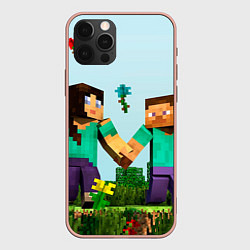 Чехол для iPhone 12 Pro Max Minecraft Stories, цвет: 3D-светло-розовый