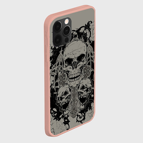 Чехол iPhone 12 Pro Max Skulls / 3D-Светло-розовый – фото 2