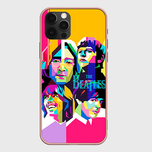 Чехол iPhone 12 Pro Max The Beatles: Poly-art / 3D-Светло-розовый – фото 1