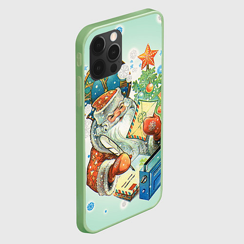Чехол iPhone 12 Pro Max Дед мороз / 3D-Салатовый – фото 2