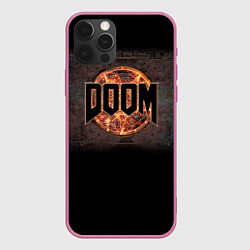 Чехол для iPhone 12 Pro Max DOOM Fire, цвет: 3D-малиновый