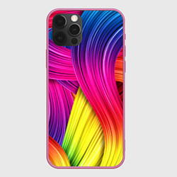 Чехол для iPhone 12 Pro Max Абстракция цвета, цвет: 3D-малиновый