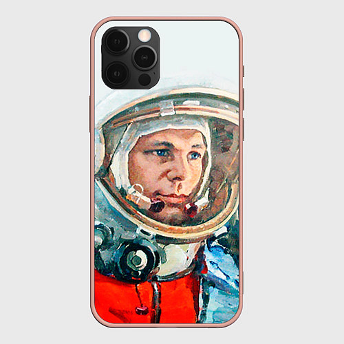 Чехол iPhone 12 Pro Max Гагарин в полете / 3D-Светло-розовый – фото 1