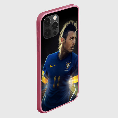 Чехол iPhone 12 Pro Max Neymar: Brasil Team / 3D-Малиновый – фото 2