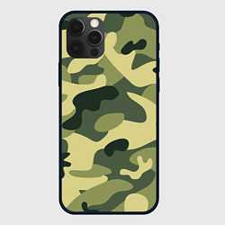 Чехол для iPhone 12 Pro Камуфляж: зеленый/хаки, цвет: 3D-черный