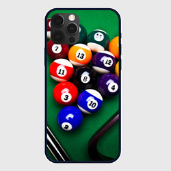 Чехол для iPhone 12 Pro Бильярд, цвет: 3D-черный