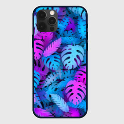 Чехол для iPhone 12 Pro Сине-розовые тропики, цвет: 3D-черный