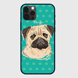 Чехол для iPhone 12 Pro Pug Mops, цвет: 3D-черный