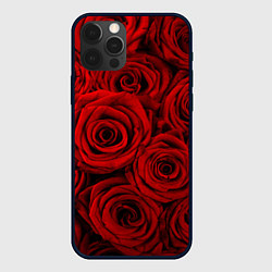 Чехол для iPhone 12 Pro Красные розы, цвет: 3D-черный