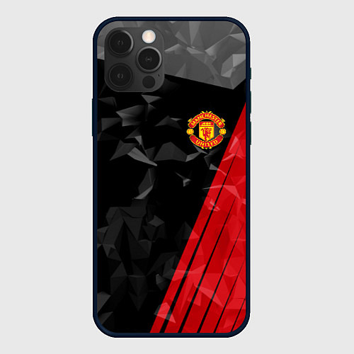 Чехол iPhone 12 Pro FC Manchester United: Abstract / 3D-Черный – фото 1