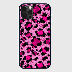 Чехол для iPhone 12 Pro Розовый леопард, цвет: 3D-черный