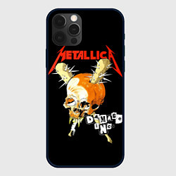Чехол для iPhone 12 Pro Metallica - orange skull, цвет: 3D-черный