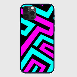 Чехол для iPhone 12 Pro Maze: Violet & Turquoise, цвет: 3D-черный