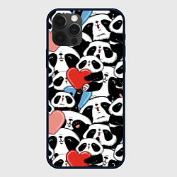 Чехол для iPhone 12 Pro Милые панды, цвет: 3D-черный