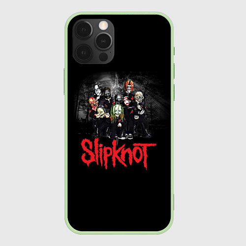 Чехол iPhone 12 Pro Slipknot Band / 3D-Салатовый – фото 1