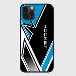 Чехол для iPhone 12 Pro Hockey black blue white, цвет: 3D-черный