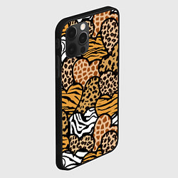 Чехол для iPhone 12 Pro Сердца из шкур африканских животных, цвет: 3D-черный — фото 2