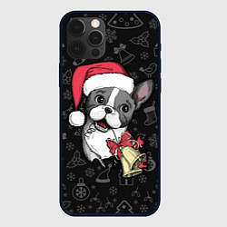 Чехол для iPhone 12 Pro Merry Christmas - french bulldog, цвет: 3D-черный