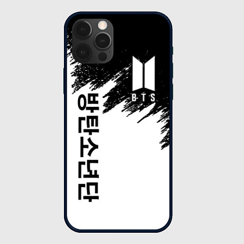 Чехол iPhone 12 Pro BTS: White & Black / 3D-Черный – фото 1
